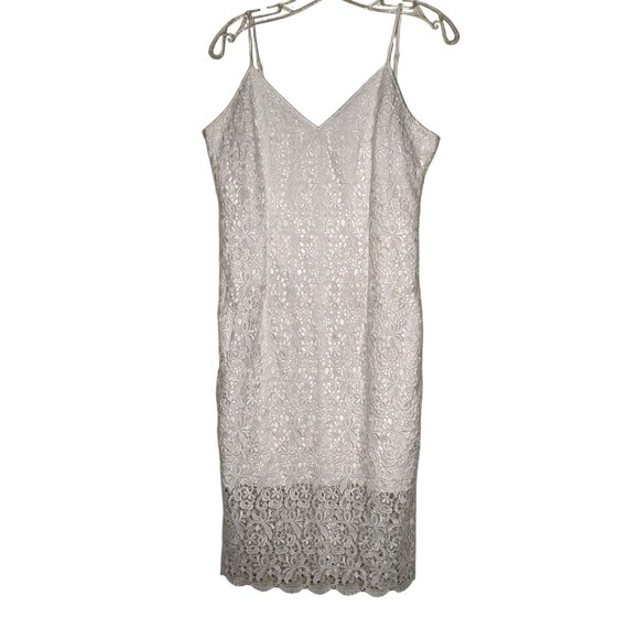 NWT White House Black Market 8 White Lace Slip Dress Wedding Fairy Festival $180 - Picture 1 of 16